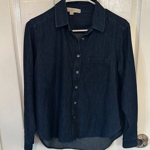 LOFT Women’s Navy Denim Button-Down Shirt